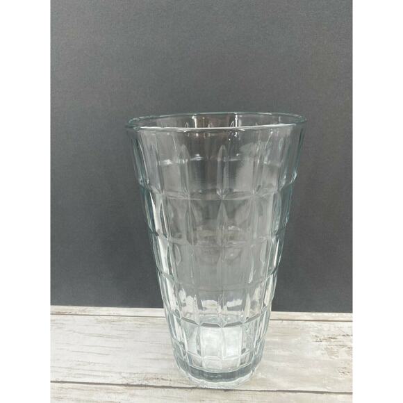 Vintage Syndicate MCM TARTAN Clear Heavy Pressed Glass 9" Cut Flower Vase USA - Picture 11 of 12